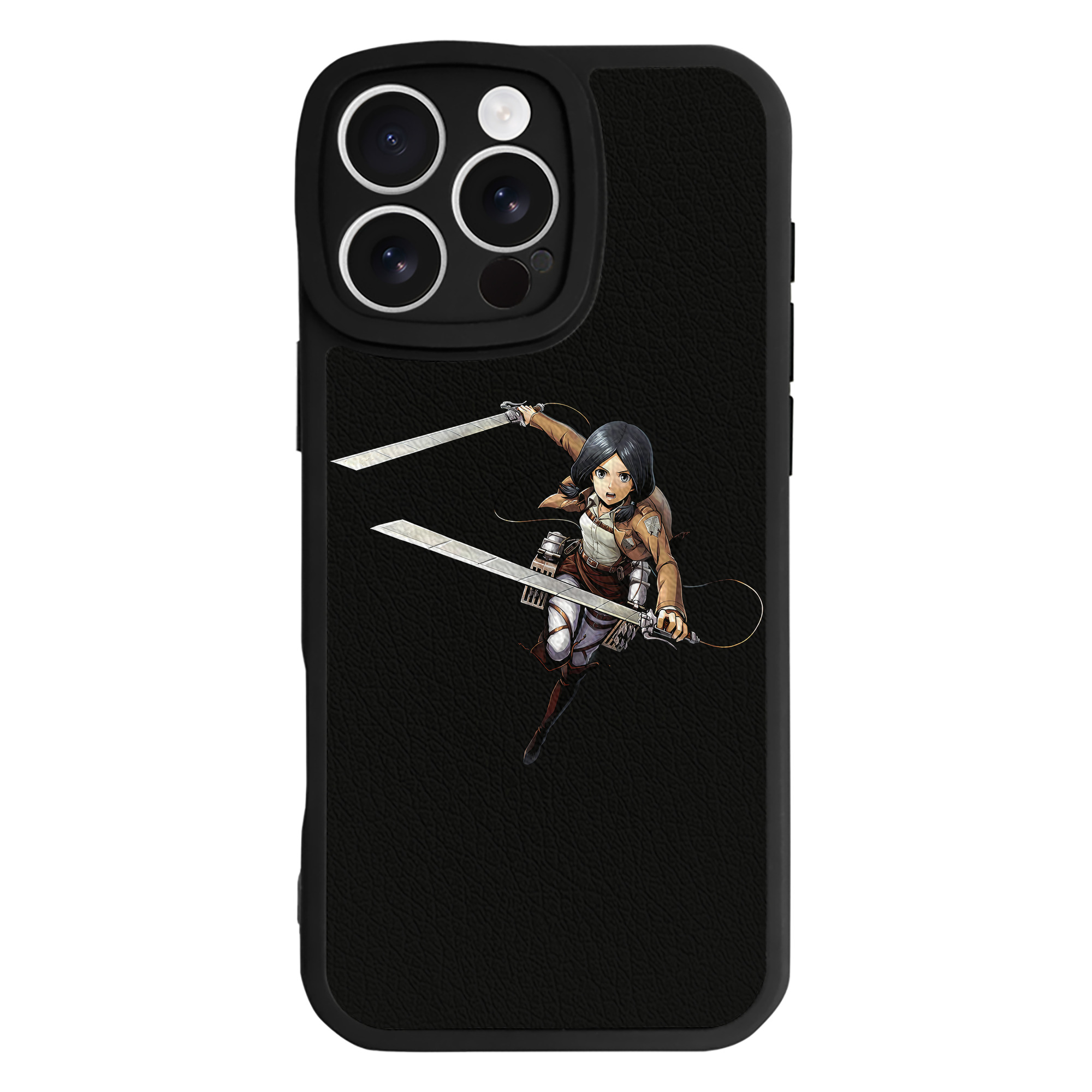 （画像用） 進撃の巨人 ミカサ·アッカーマン Attack on Titan Mikasa Ackerman 【iPhone 16シリーズ対応】シリコンスマホケース（レザー調） 材質：シリコン